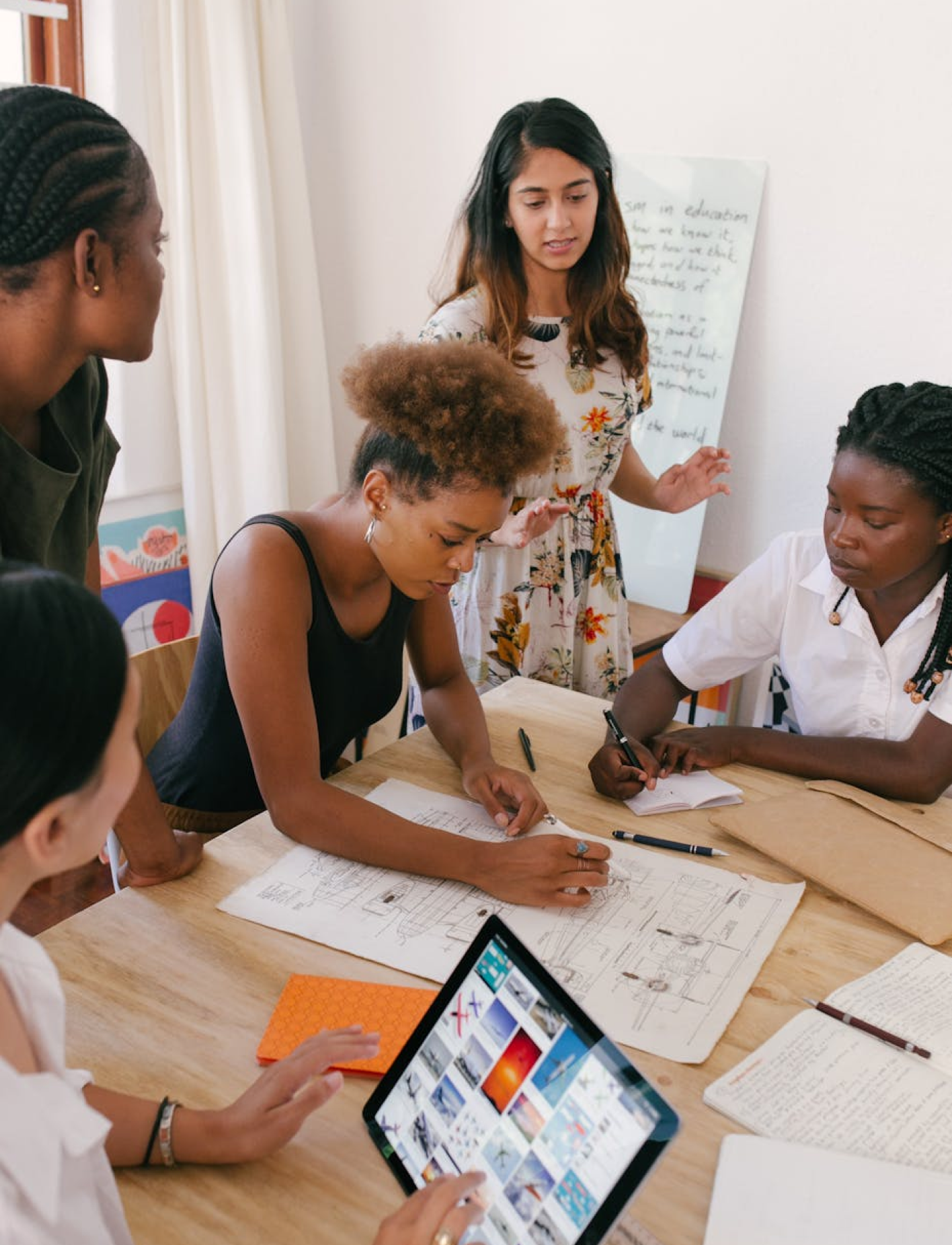 Team working together over a desk